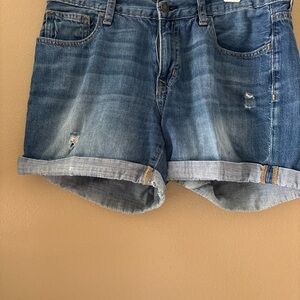 Old Navy Boyfriend Blue Jean Shorts Distressed Cuffed Casual